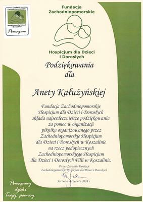 Certyfikat Aneta Kałużyńska