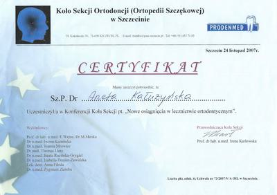Certyfikat Aneta Kałużyńska