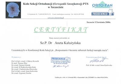 Certyfikat Aneta Kałużyńska