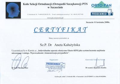 Certyfikat Aneta Kałużyńska