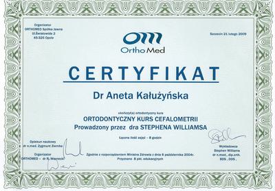 Certyfikat Aneta Kałużyńska