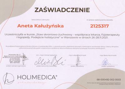 Certyfikat Aneta Kałużyńska