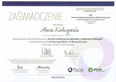 Certyfikat Aneta Kałużyńska