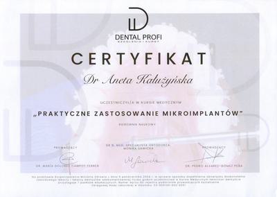 Certyfikat Aneta Kałużyńska