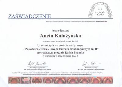 Certyfikat Aneta Kałużyńska