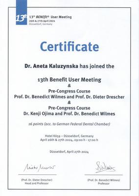 Certyfikat Aneta Kałużyńska