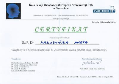 Certyfikat Aneta Kałużyńska
