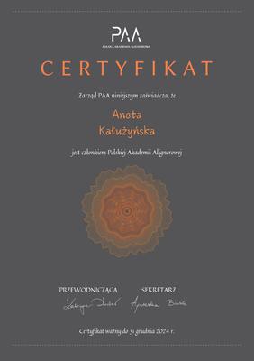 Certyfikat Aneta Kałużyńska