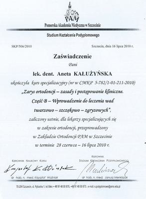 Certyfikat Aneta Kałużyńska