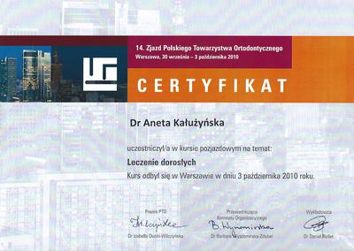 Certyfikat Aneta Kałużyńska