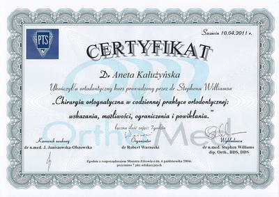 Certyfikat Aneta Kałużyńska