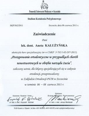 Certyfikat Aneta Kałużyńska