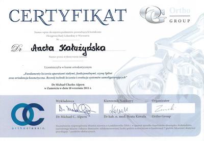 Certyfikat Aneta Kałużyńska
