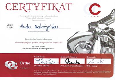 Certyfikat Aneta Kałużyńska