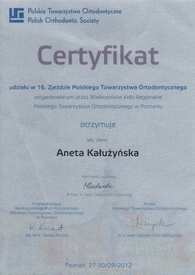 Certyfikat Aneta Kałużyńska