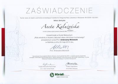 Certyfikat Aneta Kałużyńska