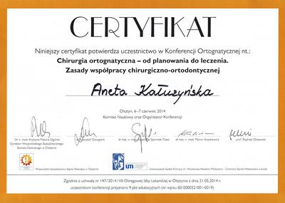 Certyfikat Aneta Kałużyńska