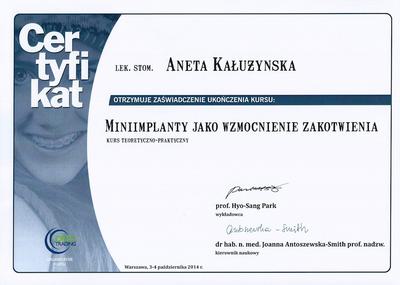 Certyfikat Aneta Kałużyńska