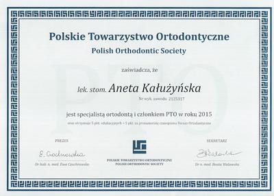 Certyfikat Aneta Kałużyńska