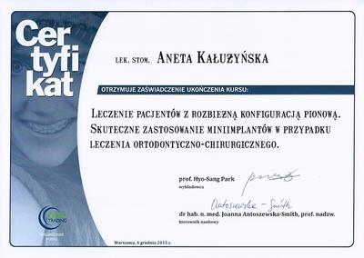 Certyfikat Aneta Kałużyńska