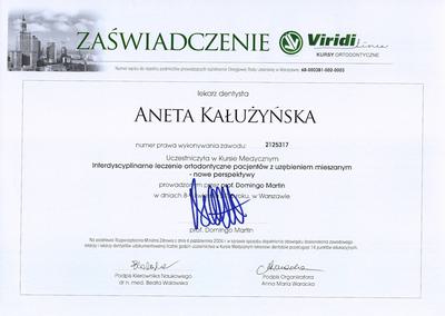 Certyfikat Aneta Kałużyńska