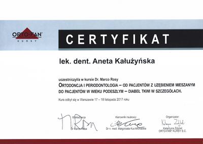 Certyfikat Aneta Kałużyńska