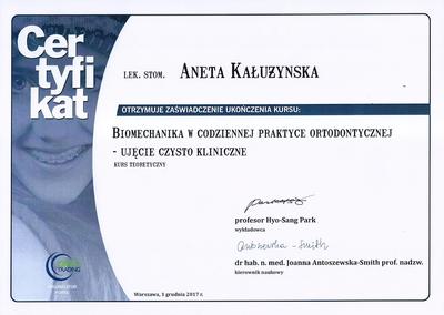 Certyfikat Aneta Kałużyńska