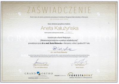 Certyfikat Aneta Kałużyńska
