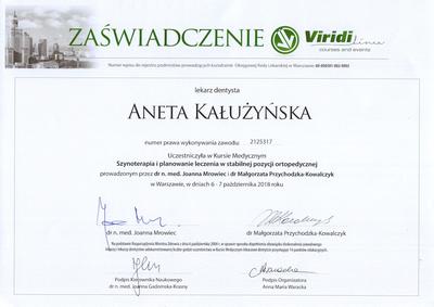 Certyfikat Aneta Kałużyńska