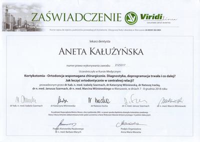 Certyfikat Aneta Kałużyńska