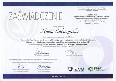 Certyfikat Aneta Kałużyńska