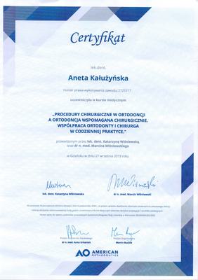 Certyfikat Aneta Kałużyńska