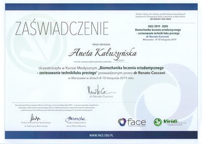 Certyfikat Aneta Kałużyńska