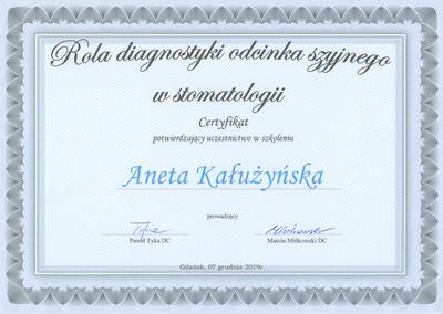 Certyfikat Aneta Kałużyńska