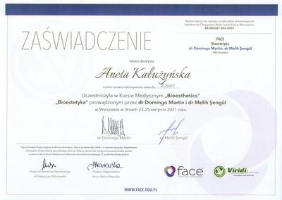 Certyfikat Aneta Kałużyńska