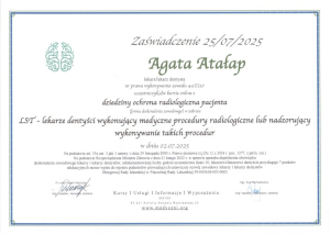 Certyfikat Agata Atałap