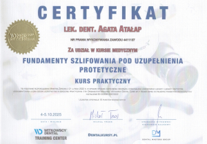 Certyfikat Agata Atałap