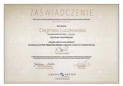 Certyfikat Dagmara Łuczkowska