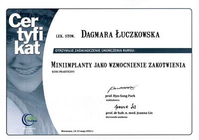 Certyfikat Dagmara Łuczkowska