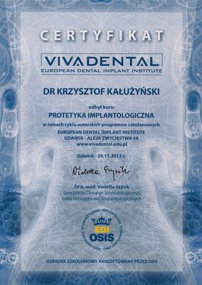 Certyfikat Krzysztofa Kałużyńskiego