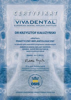 Certyfikat Krzysztofa Kałużyńskiego