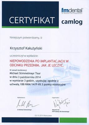 Certyfikat Krzysztofa Kałużyńskiego