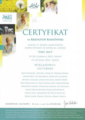 Certyfikat Krzysztofa Kałużyńskiego