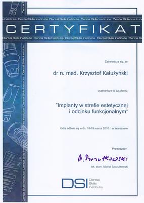Certyfikat Krzysztofa Kałużyńskiego