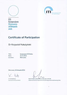 Certyfikat Krzysztofa Kałużyńskiego