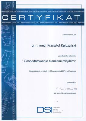 Certyfikat Krzysztofa Kałużyńskiego