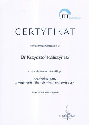 Certyfikat Krzysztofa Kałużyńskiego