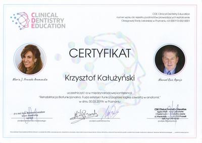 Certyfikat Krzysztofa Kałużyńskiego