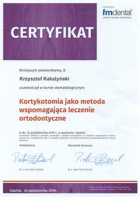 Certyfikat Krzysztofa Kałużyńskiego