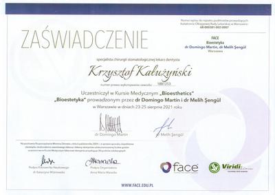 Certyfikat Krzysztofa Kałużyńskiego